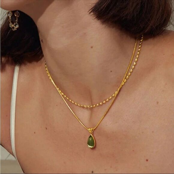 Green crystal necklace M334 - Picture 1 of 4